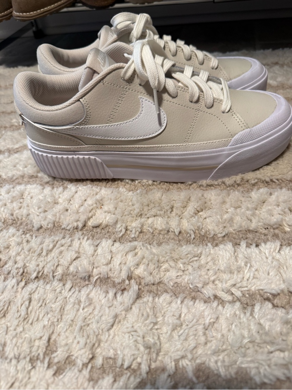 Nike Women's Low-Top Sneaker - Cream with White Swoosh
